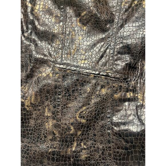 Womens Kim Rogers Jacket PL Brown Reptile Zippered Collared Faux Pockets - Picture 11 of 12